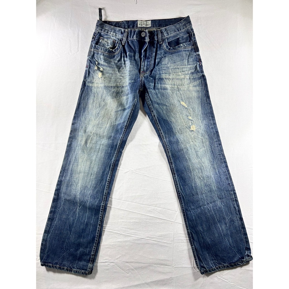 Aeropostale Mens Blue Distressed‎ Straight Leg Denim Jeans Medium Wash 32x30